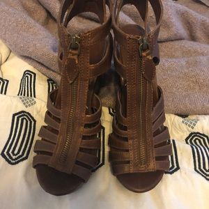 Brown Xhilaration Strappy Wedges